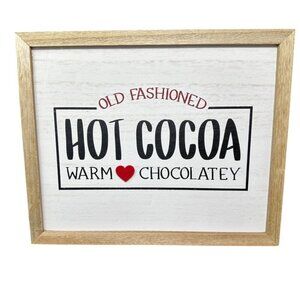 Rustic Hot Cocoa Sign Warm Chocolate Wood Wall Decor 11x9 Kitchen Holiday Winter